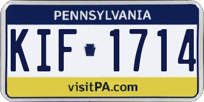 PA license plate KIF1714