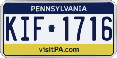 PA license plate KIF1716