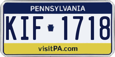 PA license plate KIF1718