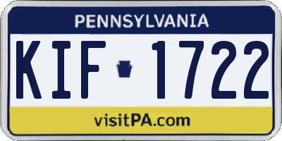 PA license plate KIF1722