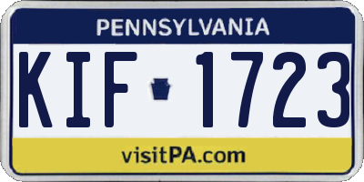 PA license plate KIF1723