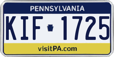 PA license plate KIF1725