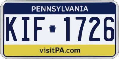PA license plate KIF1726