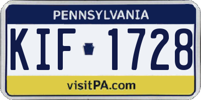 PA license plate KIF1728