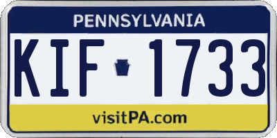 PA license plate KIF1733