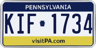 PA license plate KIF1734