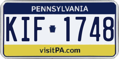 PA license plate KIF1748
