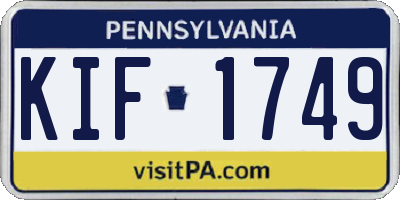 PA license plate KIF1749