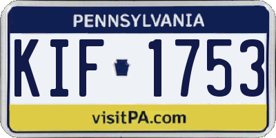 PA license plate KIF1753