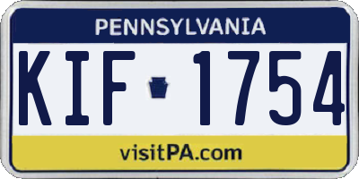 PA license plate KIF1754