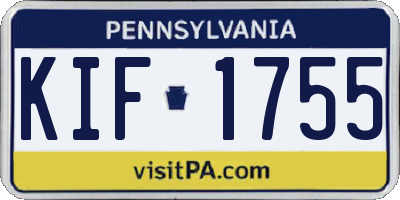 PA license plate KIF1755