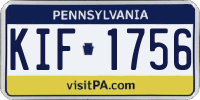 PA license plate KIF1756