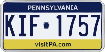 PA license plate KIF1757