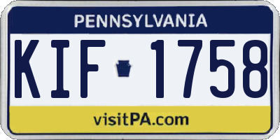 PA license plate KIF1758