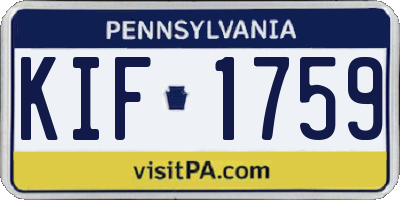PA license plate KIF1759