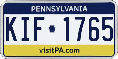 PA license plate KIF1765