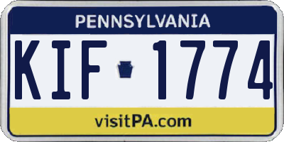 PA license plate KIF1774