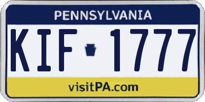PA license plate KIF1777