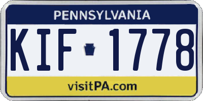 PA license plate KIF1778