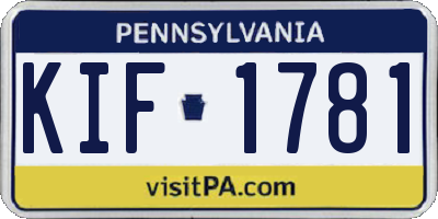 PA license plate KIF1781