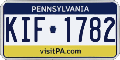 PA license plate KIF1782