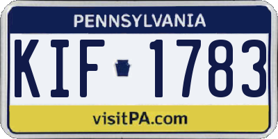 PA license plate KIF1783