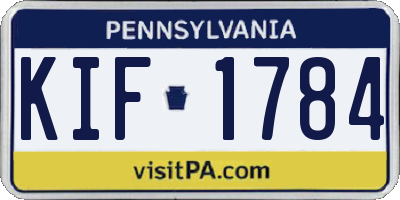 PA license plate KIF1784