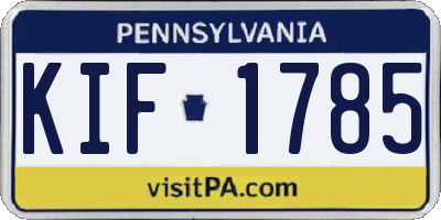 PA license plate KIF1785
