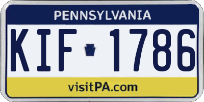 PA license plate KIF1786