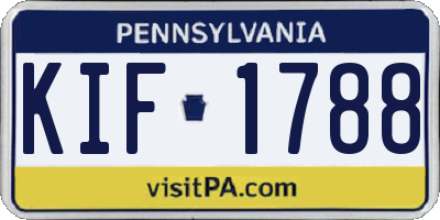 PA license plate KIF1788
