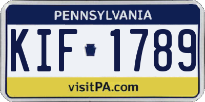 PA license plate KIF1789