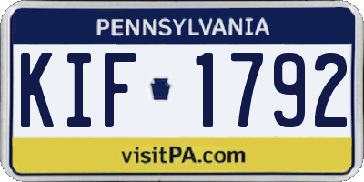 PA license plate KIF1792