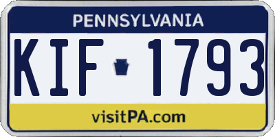 PA license plate KIF1793