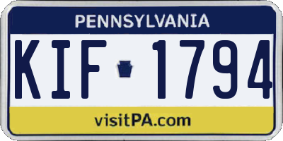 PA license plate KIF1794