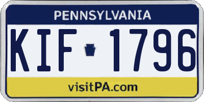 PA license plate KIF1796