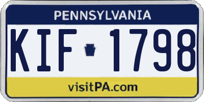 PA license plate KIF1798