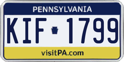 PA license plate KIF1799