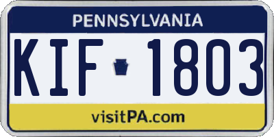 PA license plate KIF1803