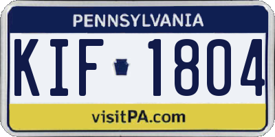 PA license plate KIF1804