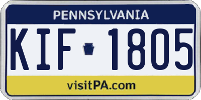 PA license plate KIF1805