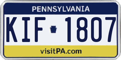 PA license plate KIF1807