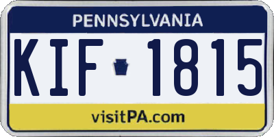 PA license plate KIF1815