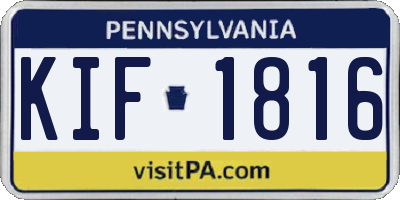 PA license plate KIF1816