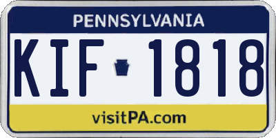 PA license plate KIF1818