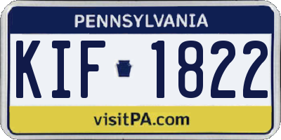 PA license plate KIF1822