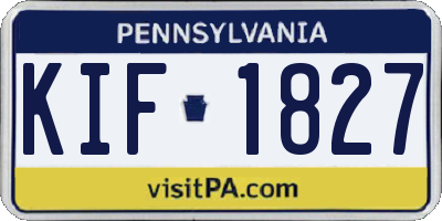PA license plate KIF1827