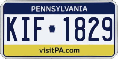 PA license plate KIF1829