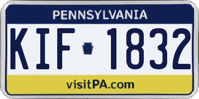 PA license plate KIF1832
