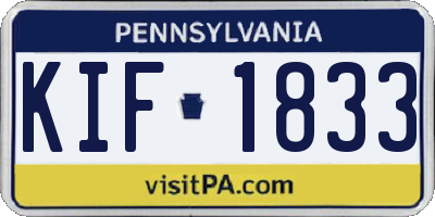 PA license plate KIF1833