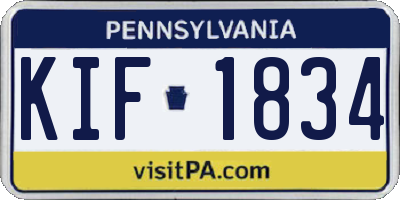 PA license plate KIF1834